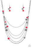 Paparazzi "Radiant Renegade" Red Necklace & Earring Set Paparazzi Jewelry