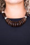Paparazzi "Boldly Belize" Brown Round Wooden Disc Necklace & Earring Set Paparazzi Jewelry