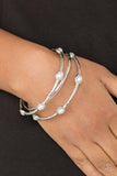 Paparazzi "Bangle Belle" White Bracelet Paparazzi Jewelry