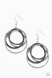 Paparazzi "Elegantly Entangled" Black Gunmetal Hoops Black Rhinestone Earrings Paparazzi Jewelry