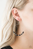 Paparazzi "Stone Spa" Black and Silver Bead Hoop Earrings Paparazzi Jewelry
