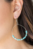 Paparazzi "Stone Spa" Blue Turquoise Stone and Silver Bead Hoop Earrings Paparazzi Jewelry