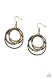 Paparazzi "Elegantly Entangled" Brass With Aurum Rhinestone Hoop Earrings Paparazzi Jewelry