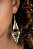 Paparazzi VINTAGE VAULT "El Paso Edge" Brass Earrings Paparazzi Jewelry