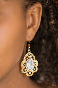 Paparazzi VINTAGE VAULT "Reign Supreme" Gold Earrings Paparazzi Jewelry