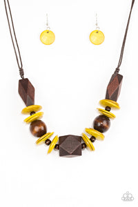 Paparazzi "Pacific Paradise" Yellow Necklace & Earring Set Paparazzi Jewelry