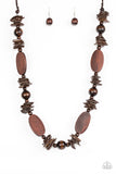 Paparazzi VINTAGE VAULT "Carefree Cococay" Brown Necklace & Earring Set Paparazzi Jewelry