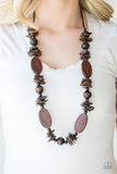 Paparazzi VINTAGE VAULT "Carefree Cococay" Brown Necklace & Earring Set Paparazzi Jewelry