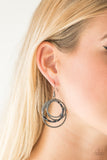 Paparazzi "Elegantly Entangled" Multi Colored & Smoky Rhinestone Gunmetal Hoop Earrings Paparazzi Jewelry