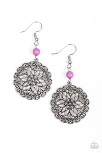 Paparazzi VINTAGE  VAULT "Full Floral" Purple Earrings Paparazzi Jewelry