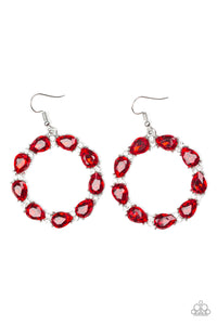 Paparazzi "Ring Around The Rhinestones" Red Earrings Paparazzi Jewelry