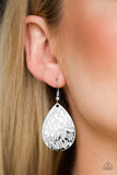 Paparazzi "Terra Incognita" Silver Textured Teardrop Earrings Paparazzi Jewelry