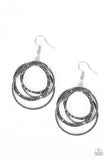 Paparazzi "Elegantly Entangled" Silver Linked Hoop Hematite Rhinestone Earrings Paparazzi Jewelry