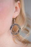 Paparazzi "Elegantly Entangled" Silver Linked Hoop Hematite Rhinestone Earrings Paparazzi Jewelry