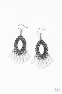 Paparazzi "Private Villa" White Earrings Paparazzi Jewelry