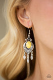 Paparazzi VINTAGE VAULT "Enchantingly Environmentalist" Yellow Earrings Paparazzi Jewelry