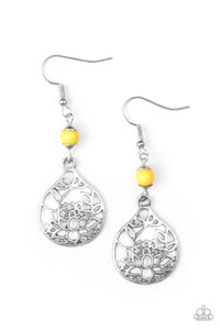 Paparazzi VINTAGE VAULT "In Bloom" Yellow Earrings Paparazzi Jewelry