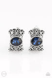 Paparazzi VINTAGE VAULT "Glamorously Grand Duchess" Blue Clip On Earrings Paparazzi Jewelry