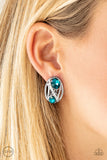 Paparazzi VINTAGE VAULT "Wheres The FIREWORK?" Blue Clip On Earrings Paparazzi Jewelry