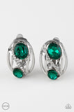 Paparazzi "Wheres The FIREWORK?" Green Clip On Earrings Paparazzi Jewelry