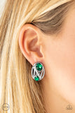 Paparazzi "Wheres The FIREWORK?" Green Clip On Earrings Paparazzi Jewelry