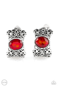 Paparazzi "Glamorously Grand Duchess" Red Clip On Earrings Paparazzi Jewelry