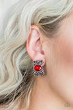 Paparazzi "Glamorously Grand Duchess" Red Clip On Earrings Paparazzi Jewelry