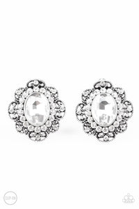 Paparazzi VINTAGE VAULT "Dine and Dapper" White Clip On Earrings Paparazzi Jewelry