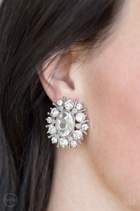 Paparazzi VINTAGE VAULT "Serious Star Power" White Clip On Earrings Paparazzi Jewelry