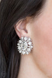 Paparazzi VINTAGE VAULT "Serious Star Power" White Clip On Earrings Paparazzi Jewelry