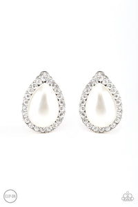 Paparazzi "Old Hollywood Opulence" White Clip On Earrings Paparazzi Jewelry