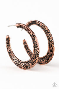 Paparazzi "Rumba Rendezvous" Copper Tribal Etched Hoop Earrings Paparazzi Jewelry