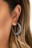 Paparazzi "Rumba Rendezvous" Silver Tribal Etched Hoop Earrings Paparazzi Jewelry