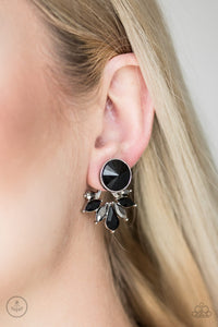 Paparazzi VINTAGE VAULT "Radically Royal" Black Post Earrings Paparazzi Jewelry