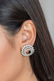 Paparazzi VINTAGE VAULT "Buckingham Beauty" White Post Earrings Paparazzi Jewelry