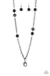 Paparazzi "Fashion Fad" Black Lanyard Necklace & Earring Set Paparazzi Jewelry