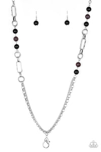 Paparazzi "CACHE Me Out" Black Lanyard Necklace & Earring Set Paparazzi Jewelry