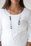 Paparazzi "CACHE Me Out" Black Lanyard Necklace & Earring Set Paparazzi Jewelry