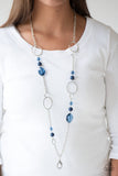 Paparazzi "Very Visionary" Blue Lanyard Necklace & Earring Set Paparazzi Jewelry