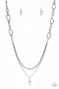 Paparazzi "Street Beat" Silver Lanyard Necklace & Earring Set Paparazzi Jewelry