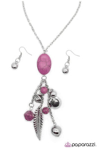 Paparazzi "Rock of Ages" RETIRED Purple Faux Rock Bead Silver Charm Necklace & Earring Set Paparazzi Jewelry
