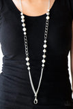 Paparazzi "Uptown Talker" White Lanyard Necklace & Earring Set Paparazzi Jewelry
