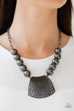 Paparazzi VINTAGE VAULT "Large and In Charge" Black Necklace & Earring Set Paparazzi Jewelry