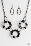 Paparazzi VINTAGE VAULT "Modern Mechanics" Black Necklace & Earring Set Paparazzi Jewelry