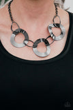Paparazzi VINTAGE VAULT "Modern Mechanics" Black Necklace & Earring Set Paparazzi Jewelry