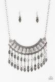Paparazzi VINTAGE VAULT "The Desert is Calling" Silver Necklace & Earring Set Paparazzi Jewelry