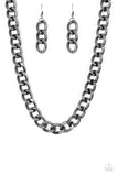 Paparazzi "Heavyweight Champion" Black Necklace & Earring Set Paparazzi Jewelry