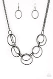 Paparazzi VINTAGE VAULT "Urban Orbit" Black Necklace & Earring Set Paparazzi Jewelry