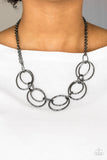 Paparazzi VINTAGE VAULT "Urban Orbit" Black Necklace & Earring Set Paparazzi Jewelry