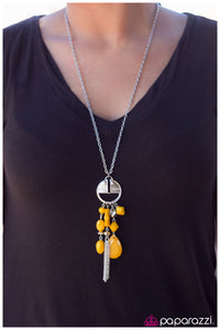 Paparazzi "Just Dropping By" Yellow Necklace & Earring Set Paparazzi Jewelry